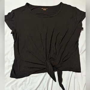 Love & Legend Black Tie-Front Short Sleeve Top size 2x